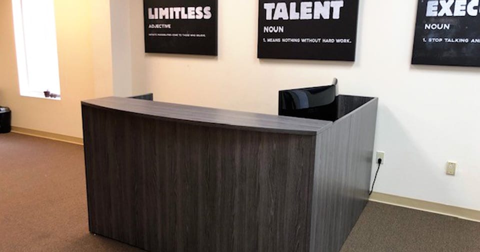 Memphis Training Office Opens New Furniture Warehouse This New Memphis Tn Training Office Had A Specific Look In Mind Ownership Wanted Modern That Incorporated Their Company Colors Some Way